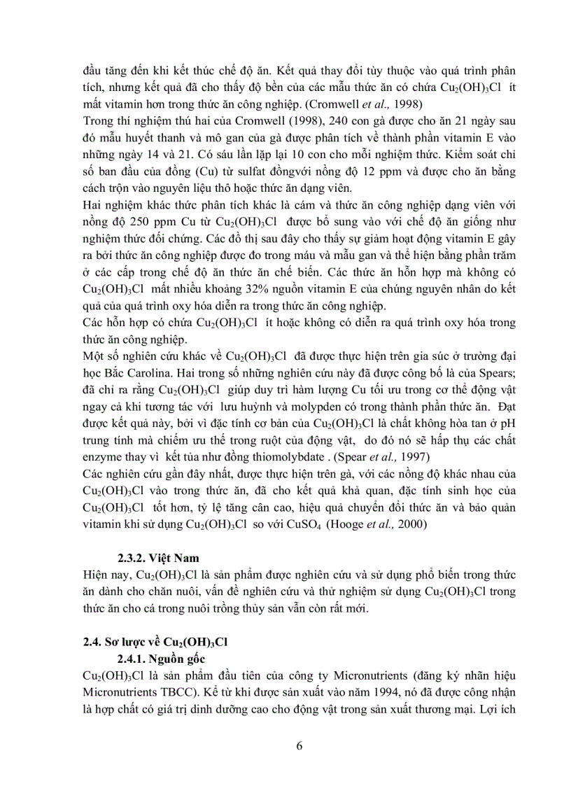 image for page Khảo sát ảnh hưởng nồng độ phối trộn Cu2 OH 3Cl trong thức ăn đến tỉ lệ sống tốc độ tăng trưởng và sự tích lũy Vitamin E Cu trong thịt fillet và gan của cá tra Pangasius hypophthalmus