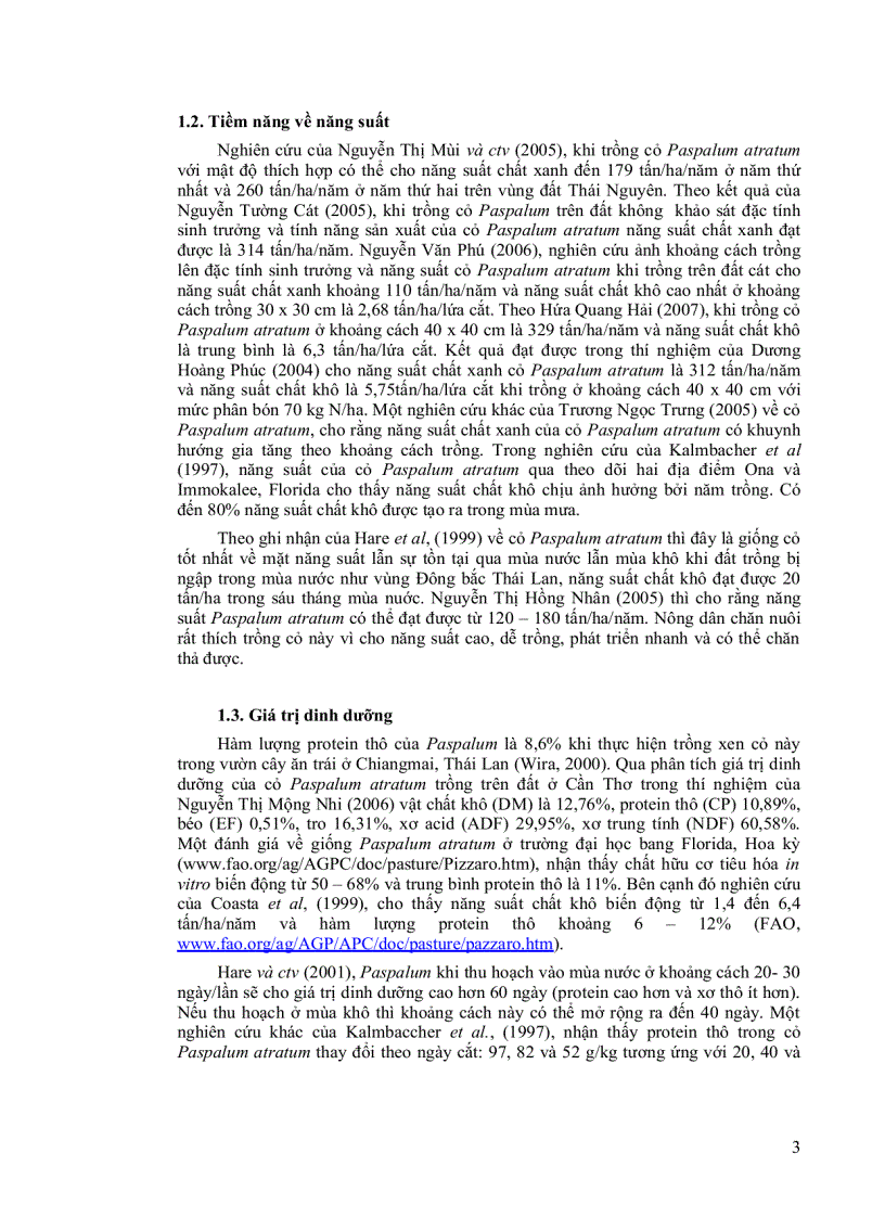 image for page Khảo sát khả năng chịu ngập sinh trưởng năng suất và dinh dưỡng của cỏ Paspalum atratum