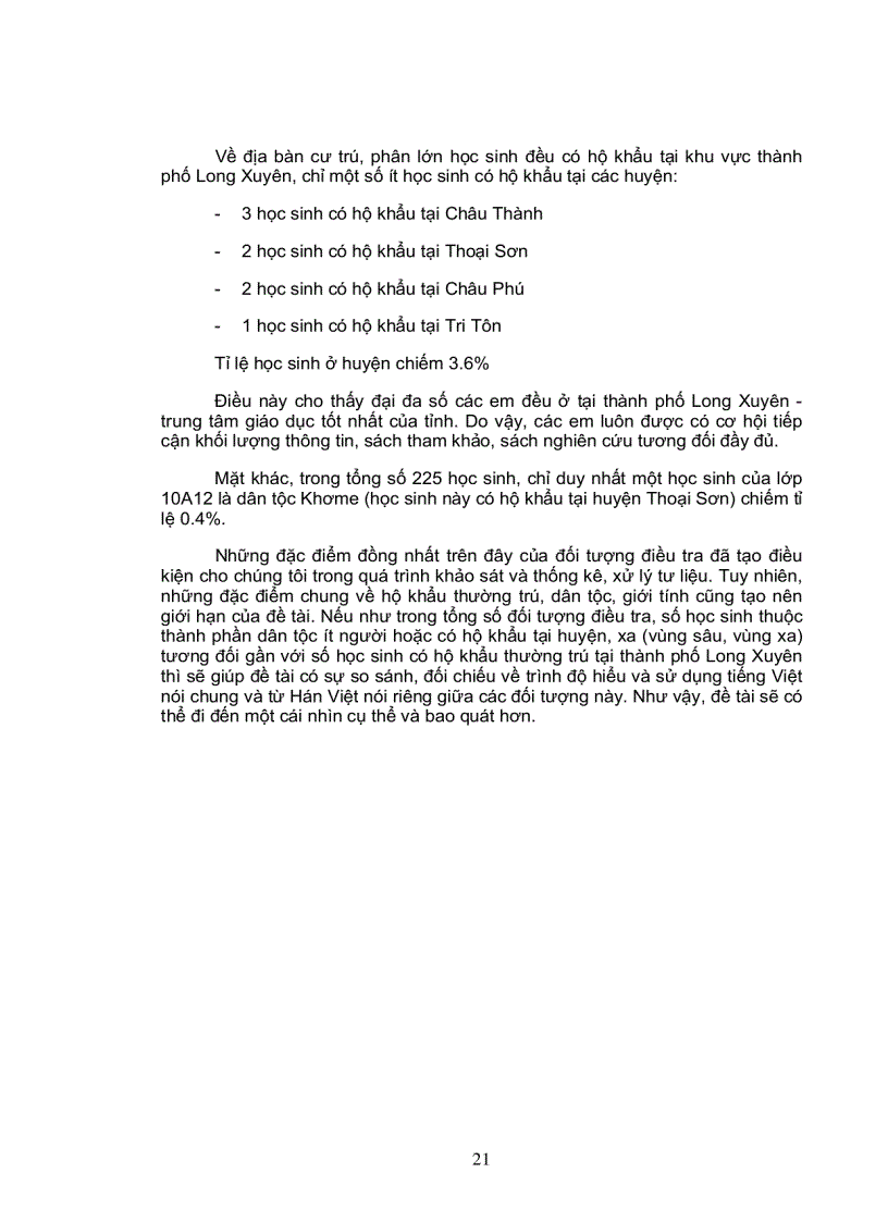 image for page Khảo Sát Khả Năng Hiểu Và Sử Dụng Từ Hán Việt Của Học Sinh Khối 10 Và 12 Trường Trung Học Phổ Thông Long Xuyên