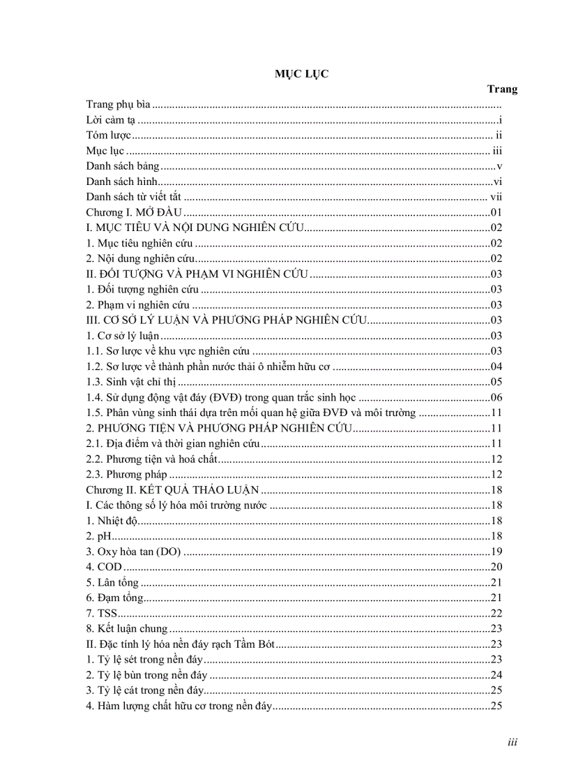image for page Khảo sát sự phân bố động vật đáy với các yếu tố môi trường nền đáy ở rạch Tầm Bót Tp Long Xuyên