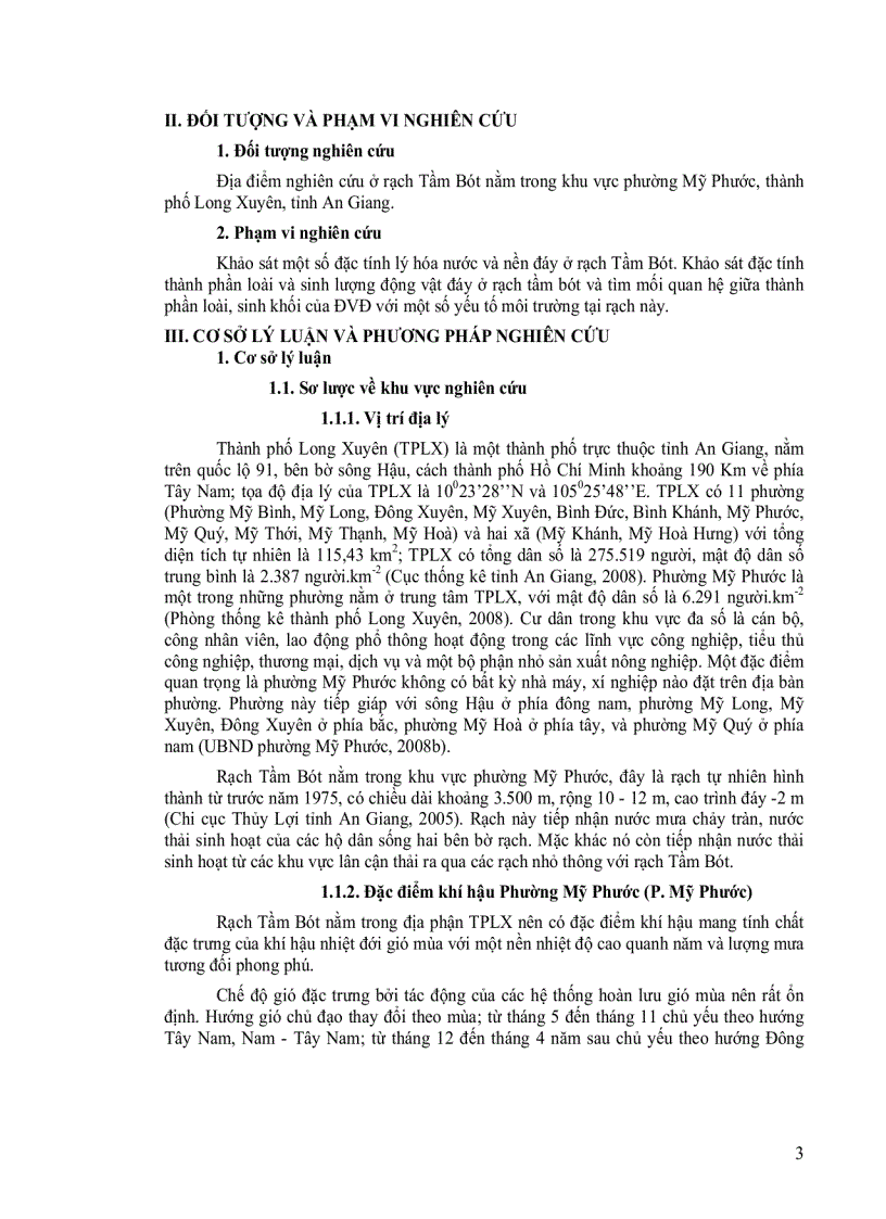 image for page Khảo sát sự phân bố động vật đáy với các yếu tố môi trường nền đáy ở rạch Tầm Bót Tp Long Xuyên