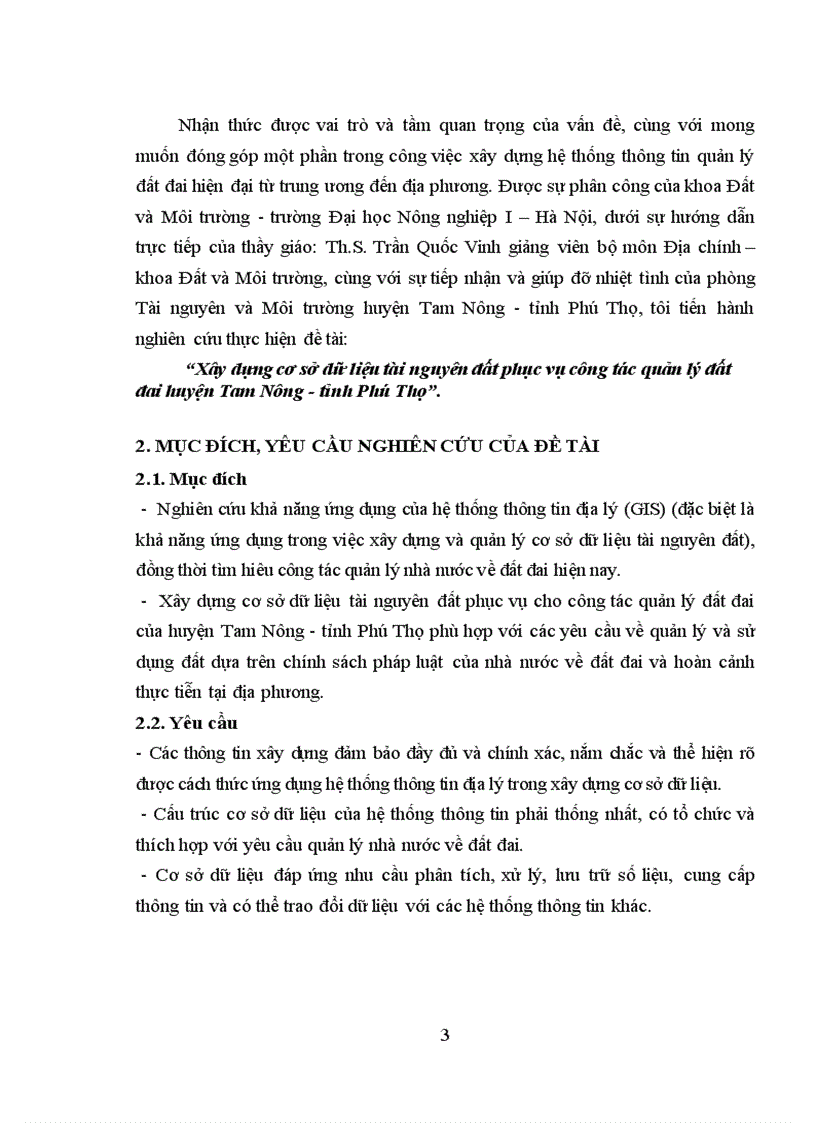 image for page Xây dựng cơ sở dữ liệu tài nguyên đất phục vụ công tác quản lý đất đai huyện Tam Nông tỉnh Phú Thọ