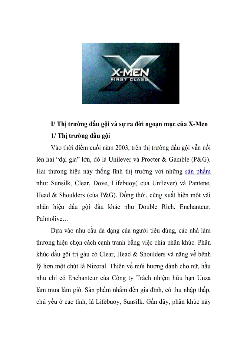 Chiến lược Marketing của sản phẩm X Men
