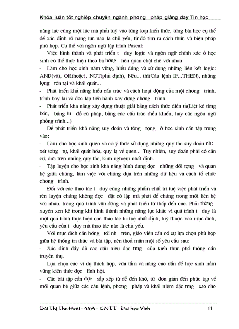 image for page Hình thành và phát triển năng lực trí tuệ chung cho học sinh THPT thông qua giảng dạy ngôn ngữ lập trình Pascal