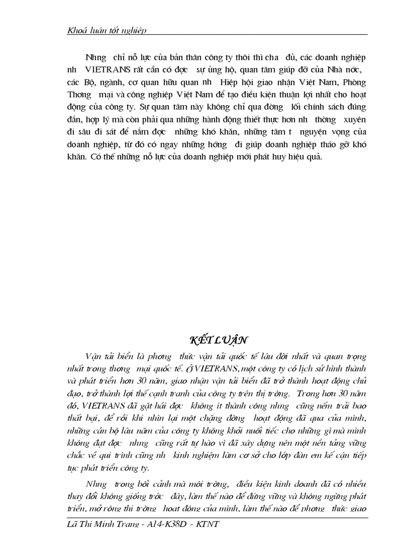 image for page Giao nhận hàng hóa quốc tế bằng đường biển tại Công ty giao nhận kho vận ngoại thương VIETRANS