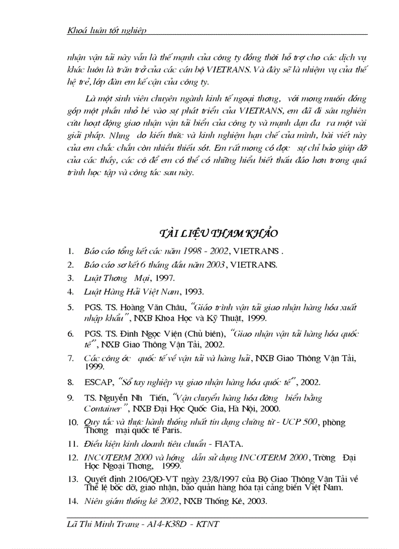image for page Giao nhận hàng hóa quốc tế bằng đường biển tại Công ty giao nhận kho vận ngoại thương VIETRANS
