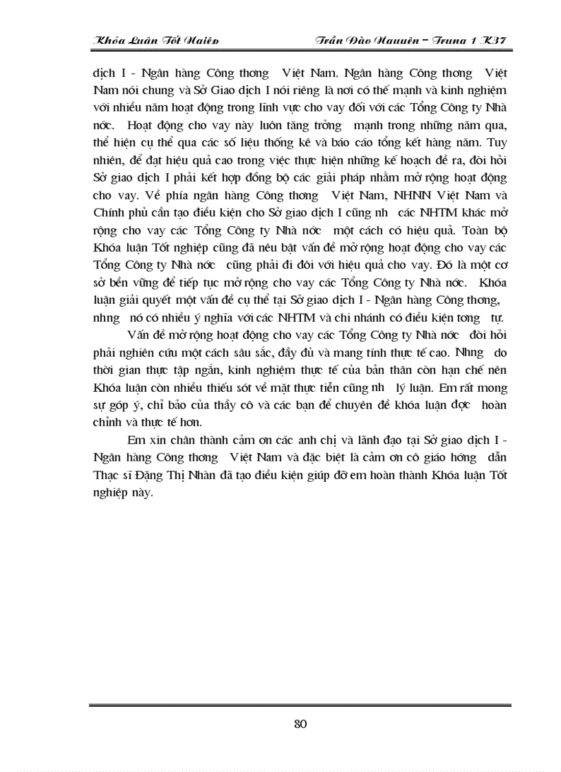 image for page Giải pháp nhằm mở rộng hoạt động cho vay các Tổng Công Ty Nhà nước tại Sở giao dịch I Ngân hàng Công thương Việt Nam