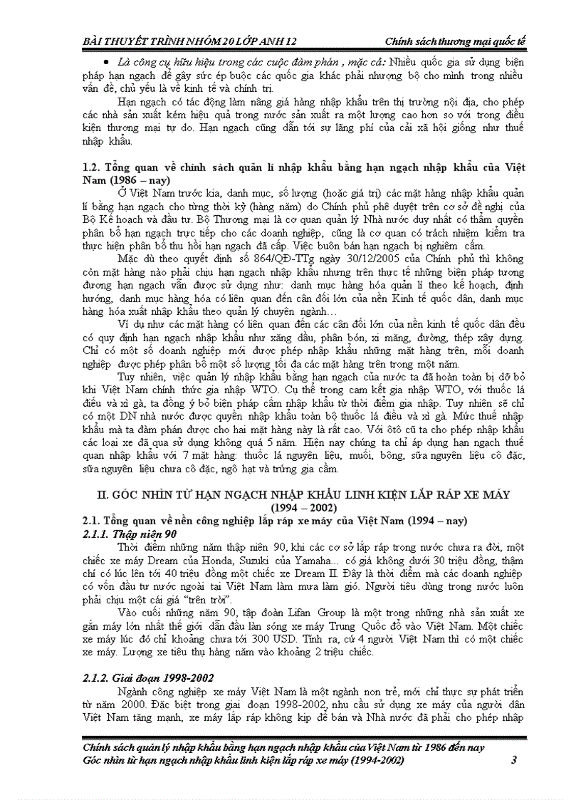 image for page Chính sách quản lý nhập khẩu bằng hạn ngạch nhập khẩu của Việt Nam từ 1986 đến nay