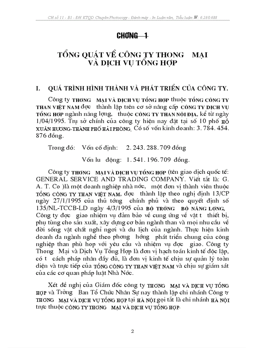 image for page Báo cáo thực tập Tại Công ty Thương mại dịch vụ tổng hợp thuộc Tổng Công ty Than