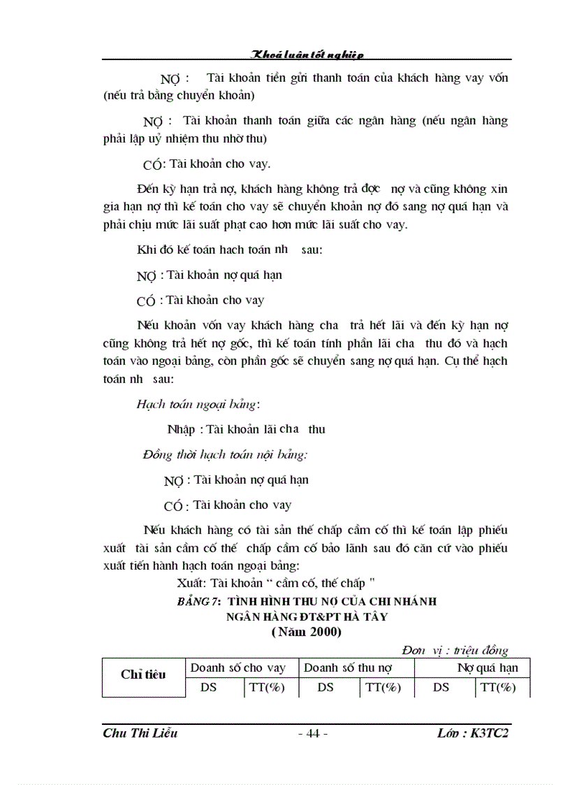image for page Các giải pháp hoàn thiện nghiệp vụ kế toán cho vay tại chi nhánh ngân hàng NHĐT PT BIDV Hà Tây
