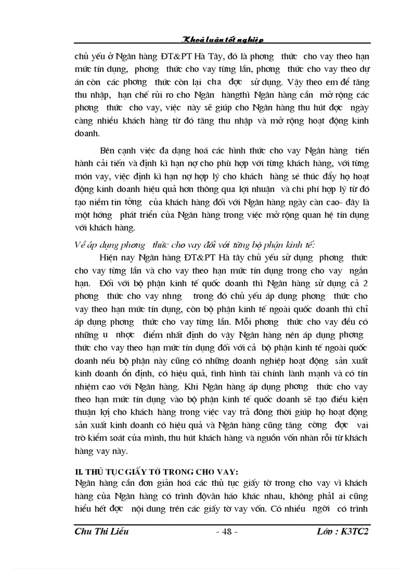 image for page Các giải pháp hoàn thiện nghiệp vụ kế toán cho vay tại chi nhánh ngân hàng NHĐT PT BIDV Hà Tây