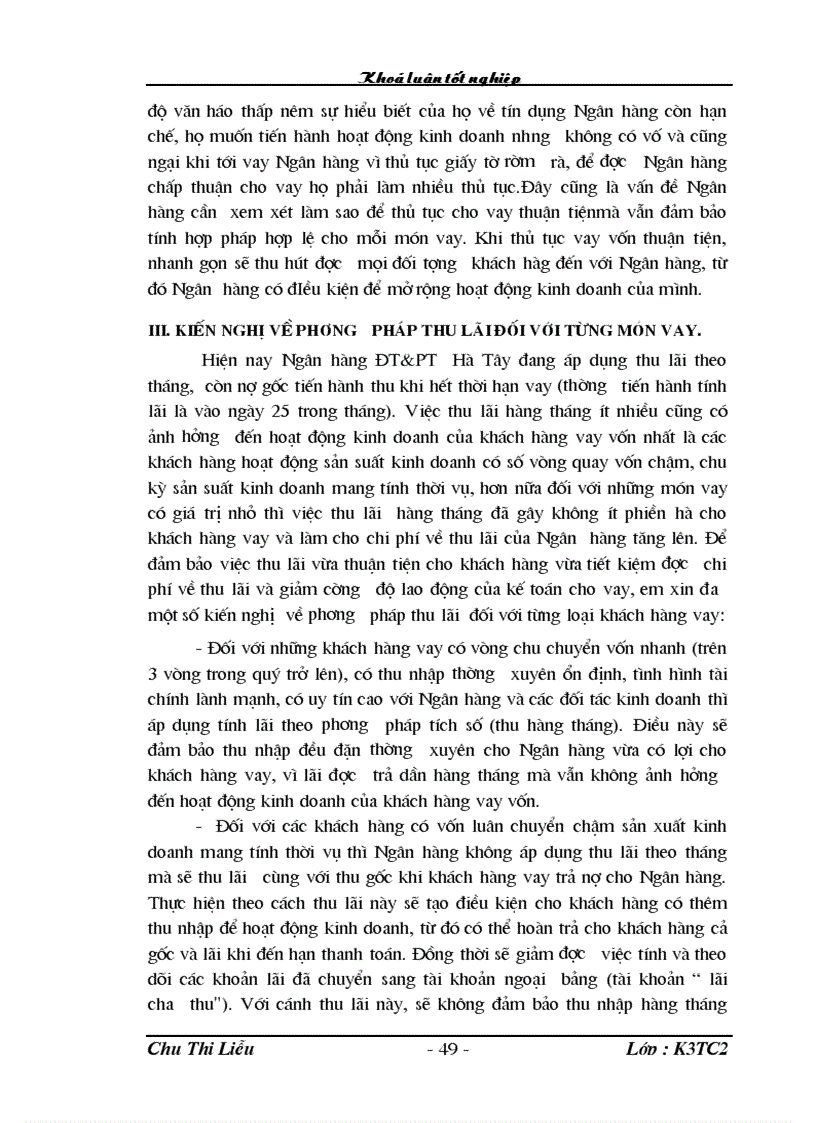 image for page Các giải pháp hoàn thiện nghiệp vụ kế toán cho vay tại chi nhánh ngân hàng NHĐT PT BIDV Hà Tây