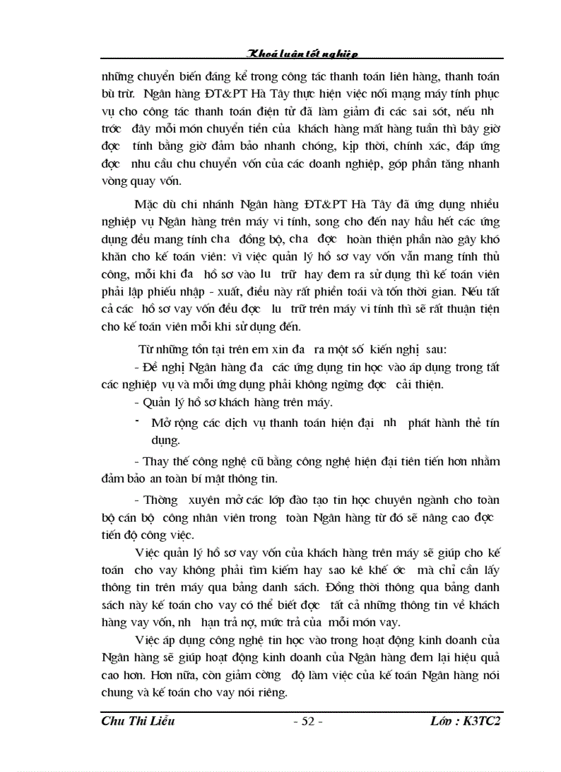 image for page Các giải pháp hoàn thiện nghiệp vụ kế toán cho vay tại chi nhánh ngân hàng NHĐT PT BIDV Hà Tây