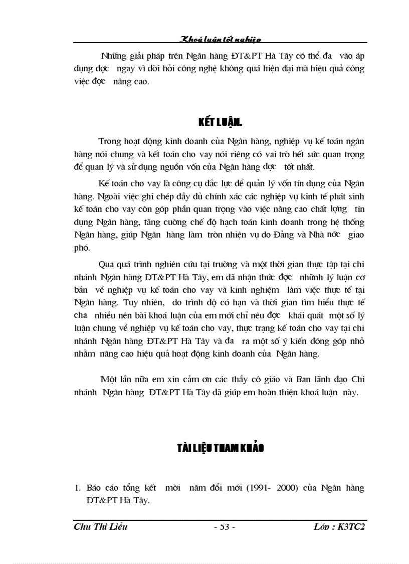 image for page Các giải pháp hoàn thiện nghiệp vụ kế toán cho vay tại chi nhánh ngân hàng NHĐT PT BIDV Hà Tây