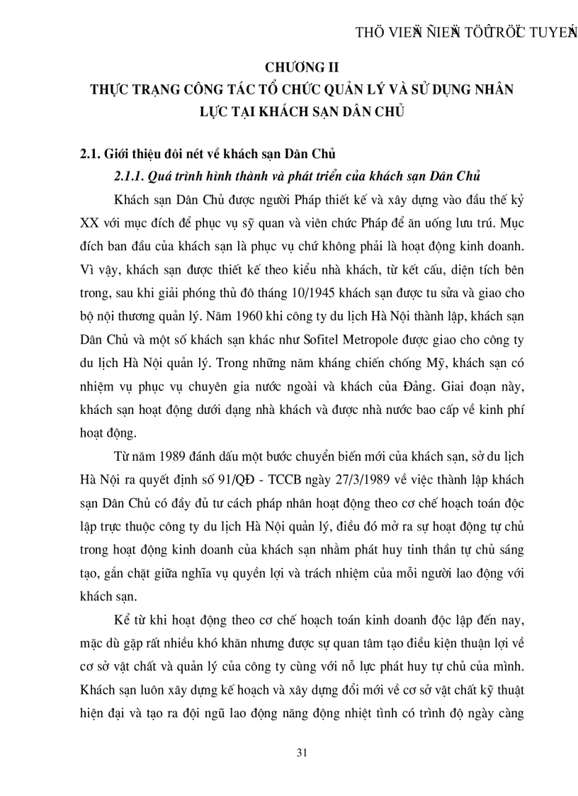 image for page Hoàn thiện công tác quản lý và sử dụng nhân lực tại khách sạn Dân Chủ