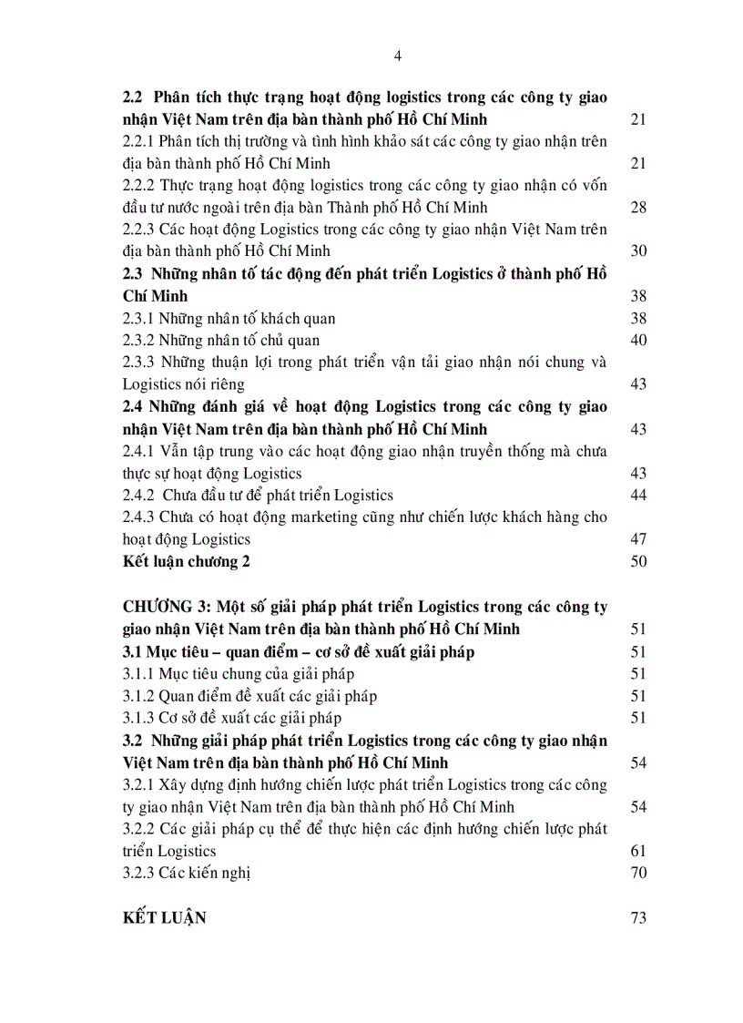 Một số giải pháp phát triển Logistics trong các công ty giao nhận Việt Nam trên địa bàn thành phố Hồ Chí Minh