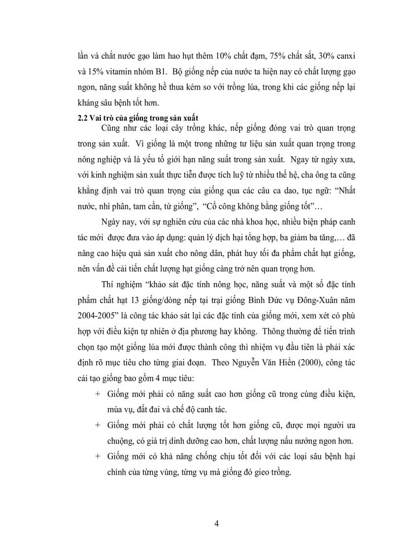 image for page Khảo Sát Đặc Tính Nông Học Năng Suất Và Một Số Đặc Tính Phẩm Chất Hạt Của 13 Giống Dòng Nếp Tại Trại Giống Bình Đức Vụ Đông Xuân Năm 2004 2005