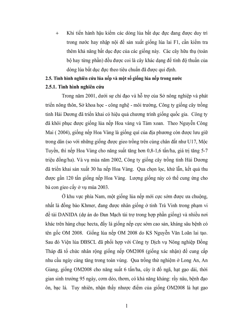 image for page Khảo Sát Đặc Tính Nông Học Năng Suất Và Một Số Đặc Tính Phẩm Chất Hạt Của 13 Giống Dòng Nếp Tại Trại Giống Bình Đức Vụ Đông Xuân Năm 2004 2005