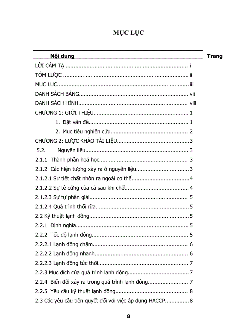 image for page Khảo Sát Hệ Thống Quản Lý Chất Lượng Theo HACCP Cho Mặt Hàng Cá Basa Fillet Đông Lạnh Của Công Ty AGIFISH Xí Nghiệp Đông Lạnh 8