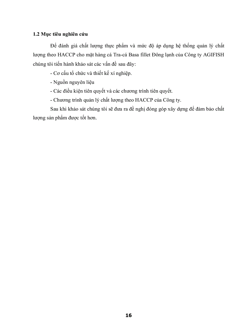 image for page Khảo Sát Hệ Thống Quản Lý Chất Lượng Theo HACCP Cho Mặt Hàng Cá Basa Fillet Đông Lạnh Của Công Ty AGIFISH Xí Nghiệp Đông Lạnh 8
