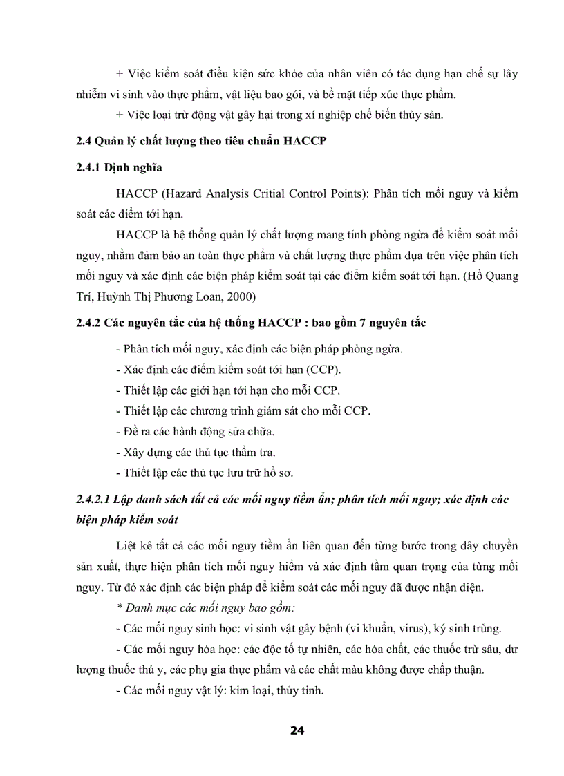 image for page Khảo Sát Hệ Thống Quản Lý Chất Lượng Theo HACCP Cho Mặt Hàng Cá Basa Fillet Đông Lạnh Của Công Ty AGIFISH Xí Nghiệp Đông Lạnh 8