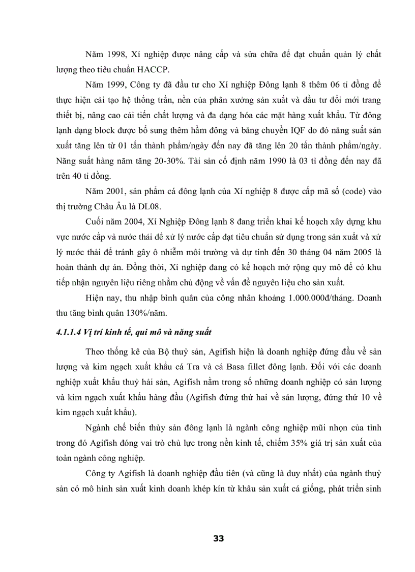 image for page Khảo Sát Hệ Thống Quản Lý Chất Lượng Theo HACCP Cho Mặt Hàng Cá Basa Fillet Đông Lạnh Của Công Ty AGIFISH Xí Nghiệp Đông Lạnh 8
