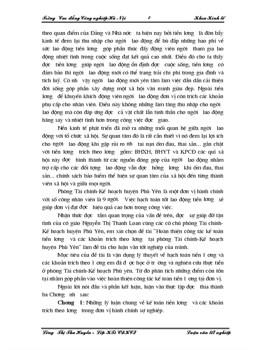 image for page Hoàn thiện công tác kế toán tiền lương và các khoản trích theo lương tại phòng Tài chính Kế hoạch huyện Phù Yên