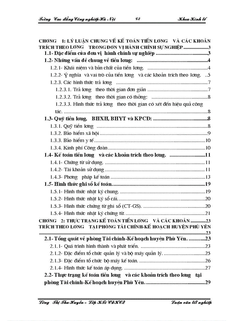 image for page Hoàn thiện công tác kế toán tiền lương và các khoản trích theo lương tại phòng Tài chính Kế hoạch huyện Phù Yên