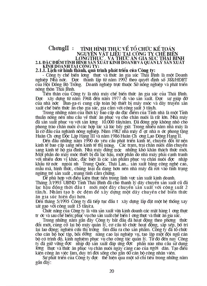 image for page Tổ chức công tác kế toán nguyên vật liệu ở Công ty Chế biến lương thực và thức ăn gia súc