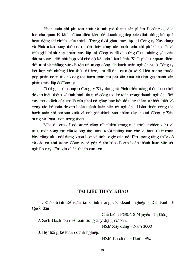 image for page Hoàn thiện công tác hạch toán chi phí sản xuất và tính giá thành sản phẩm xây lắp tại Công ty Xây dựng và Phát triển nông thôn