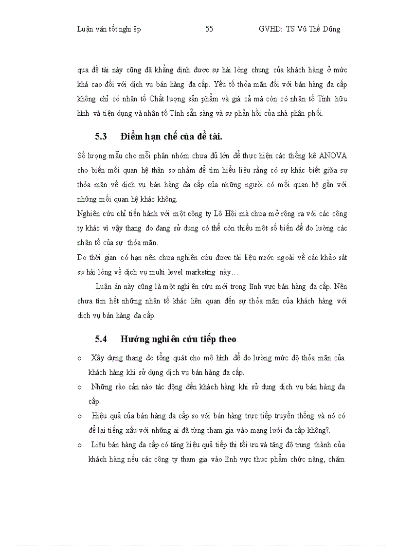 image for page Nghiên cứu sự thỏa mãn của khách hàng với mô hình dịch vụ bán hàng đa cấp sản phẩm chức năng của công ty Lô Hội