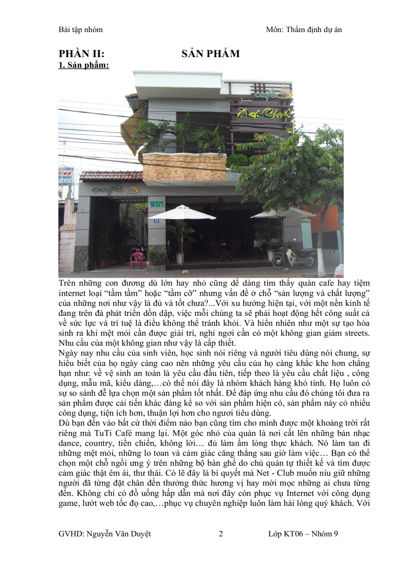 image for page Lập dự án kinh doanh quán cafe internet Net Club