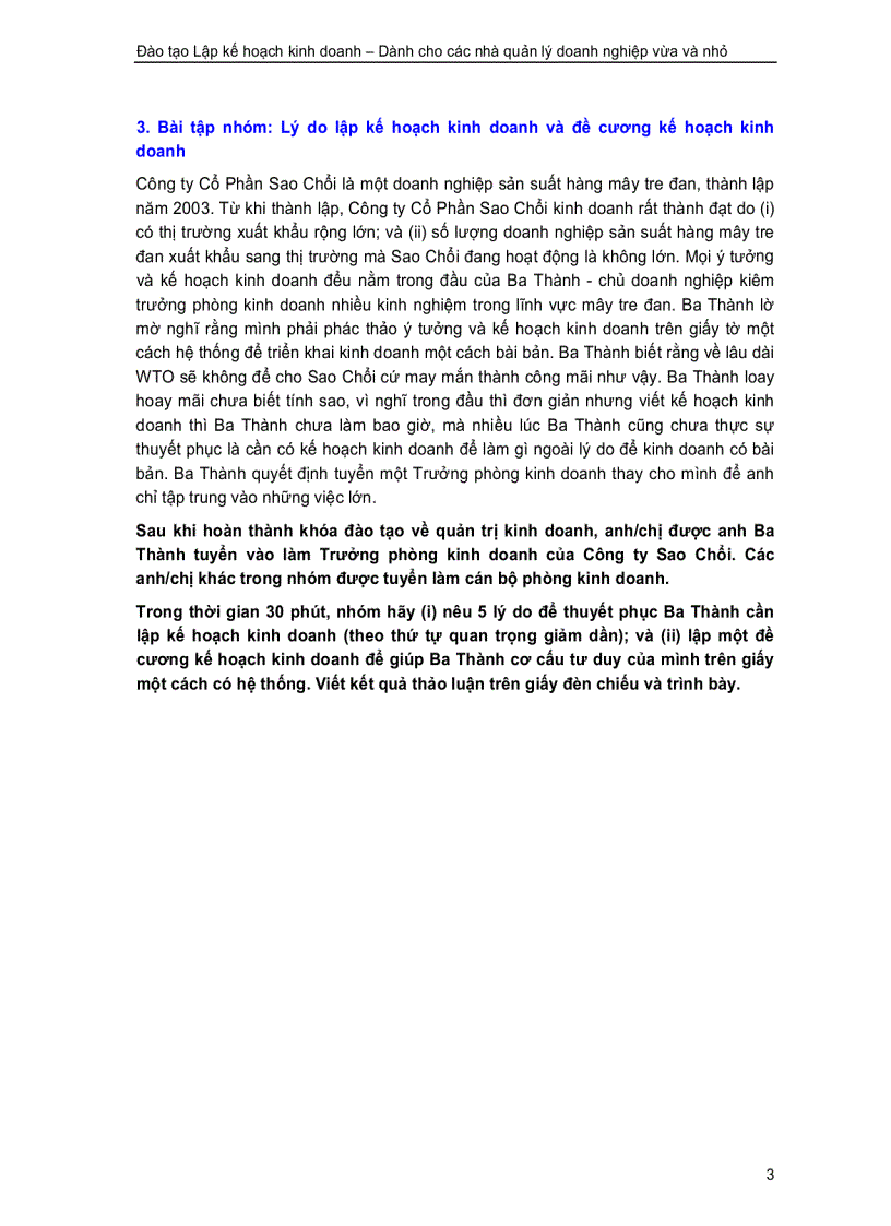 image for page Lập kế hoạch kinh doanh dành cho các nhà quản lý doanh nghiệp vừa và nhỏ