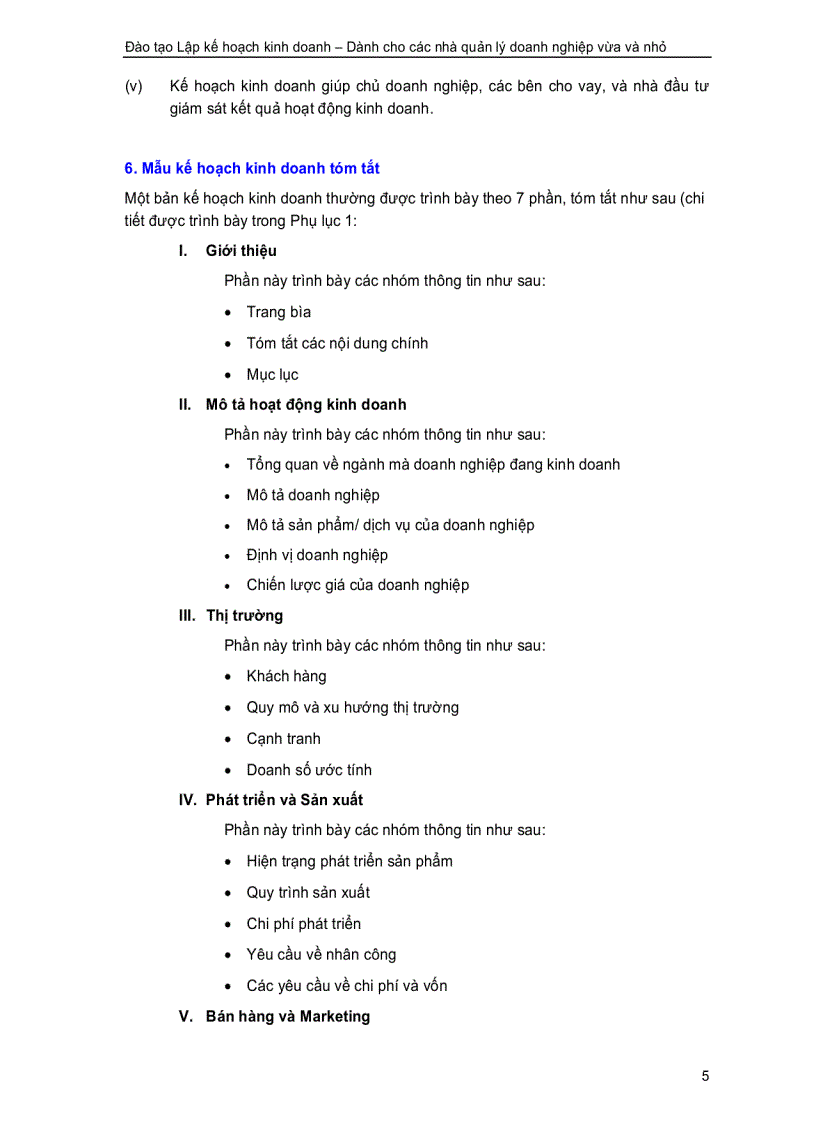 image for page Lập kế hoạch kinh doanh dành cho các nhà quản lý doanh nghiệp vừa và nhỏ