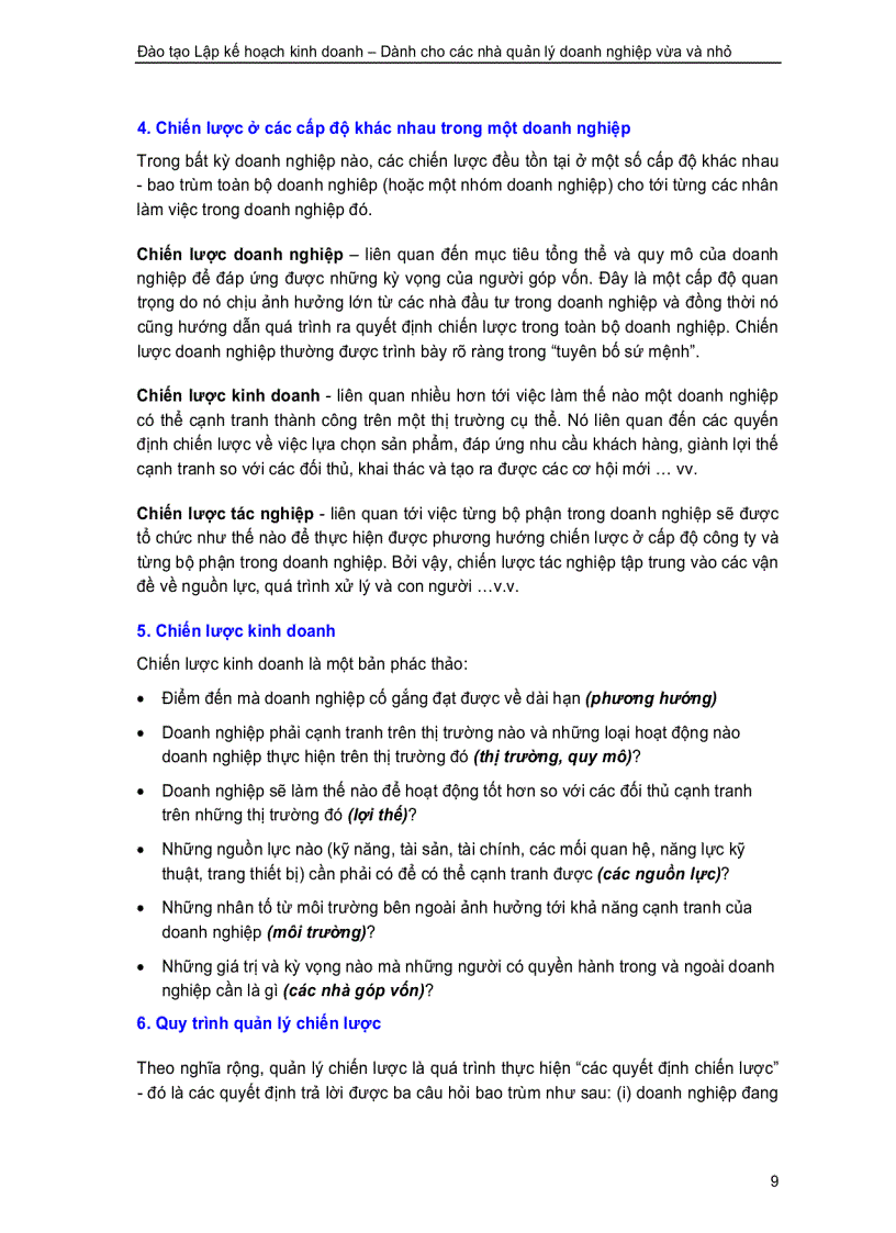 image for page Lập kế hoạch kinh doanh dành cho các nhà quản lý doanh nghiệp vừa và nhỏ