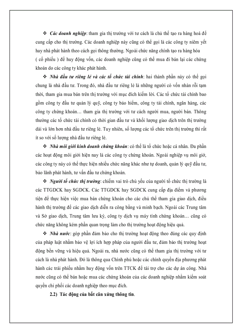 image for page Bất cân xứng thông tin trên TTCK Việt Nam