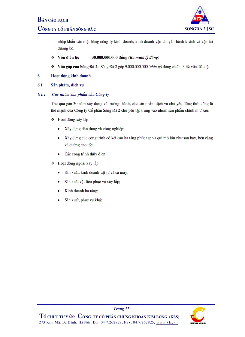 image for page Bản cáo bạch công ty cổ phần sông đà 2