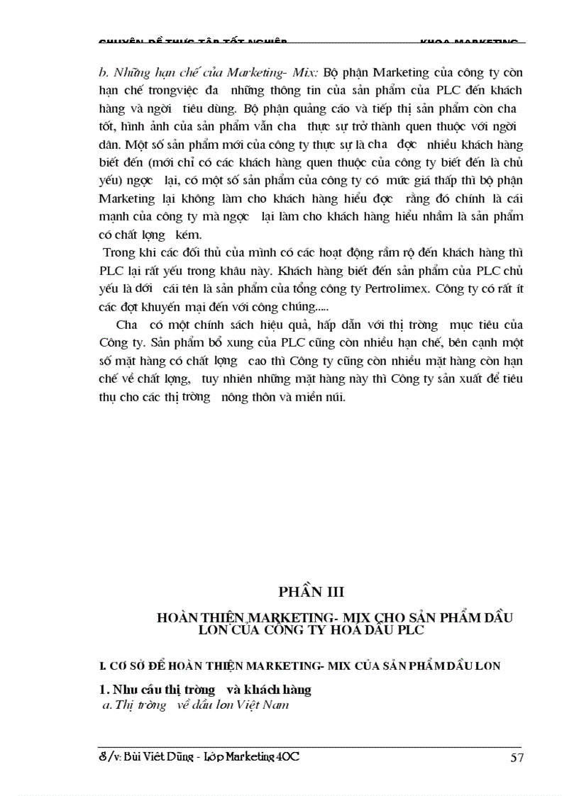 image for page Marketing Mix trong kinh doanh dầu lon ở Công ty hoá dầu Petrolimex PLC