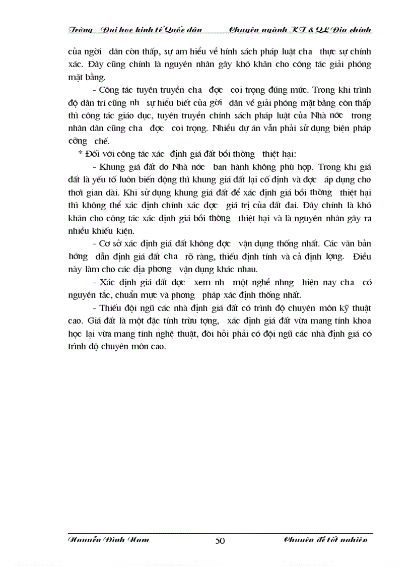 image for page Thực trạng và giải pháp nhằm hoàn thiện công tác xác định giá đất bồi th ường thiệt hại khi giải phóng mặt bằng trên địa bàn Huyện Từ Liêm Thành phố Hà Nội