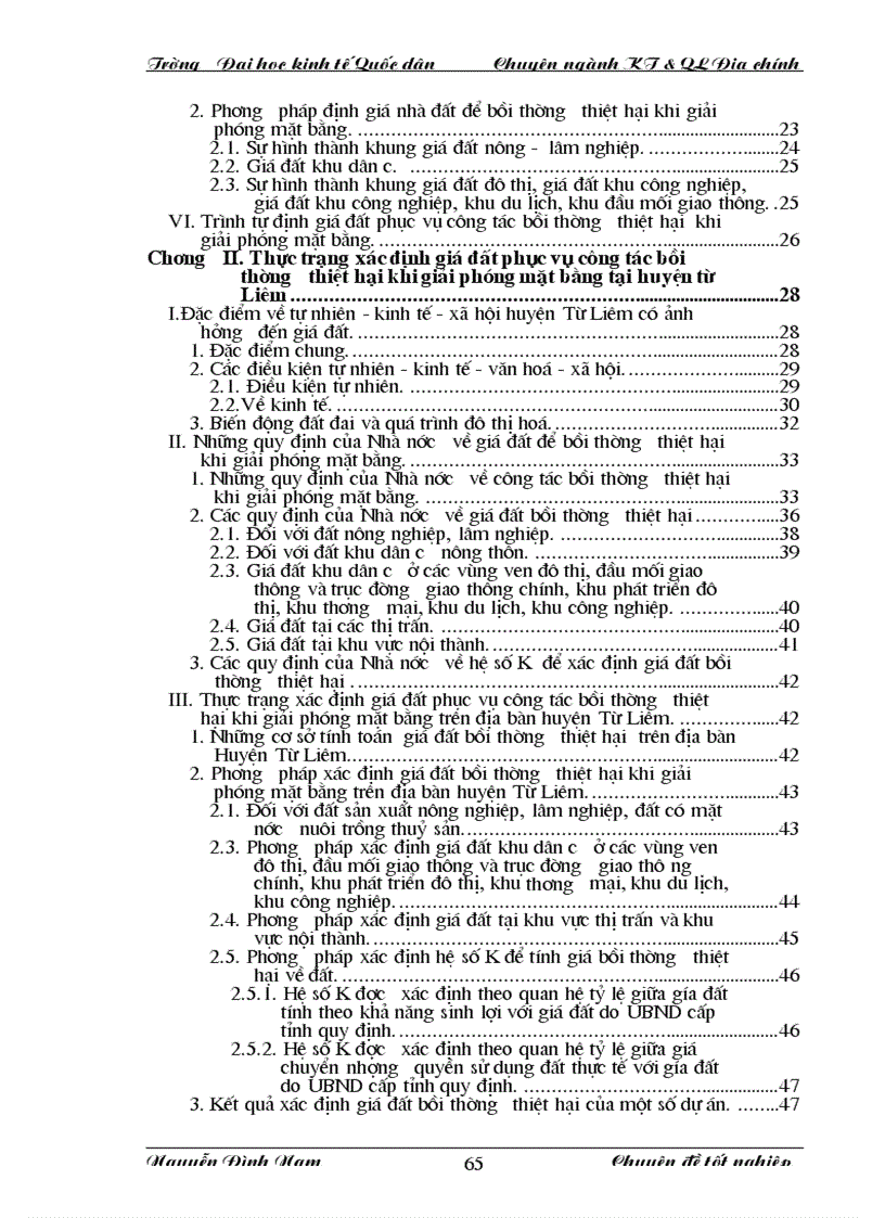 image for page Thực trạng và giải pháp nhằm hoàn thiện công tác xác định giá đất bồi th ường thiệt hại khi giải phóng mặt bằng trên địa bàn Huyện Từ Liêm Thành phố Hà Nội