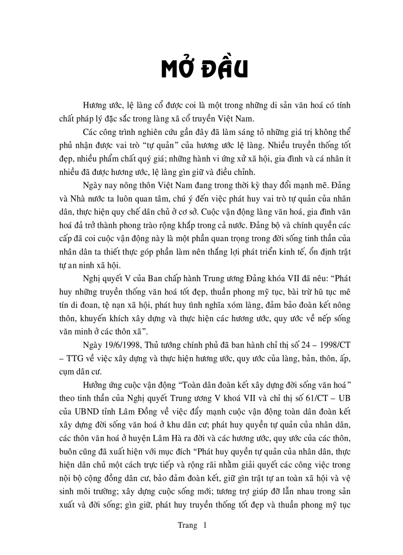 image for page Đánh giá quy trình soạn thảo nội dung và tổ chức thực hiện hương ước quy ước mới trong thôn văn hóa ở huyện Lâm Hà Lâm Đồng