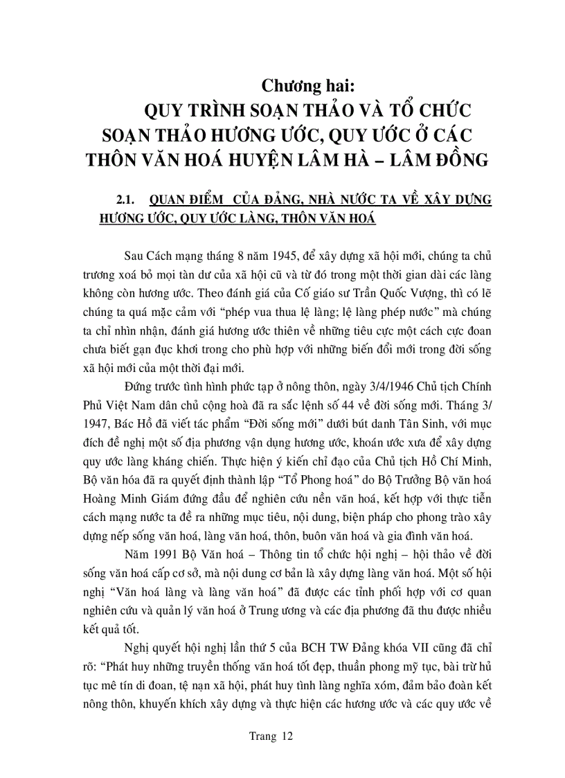 image for page Đánh giá quy trình soạn thảo nội dung và tổ chức thực hiện hương ước quy ước mới trong thôn văn hóa ở huyện Lâm Hà Lâm Đồng