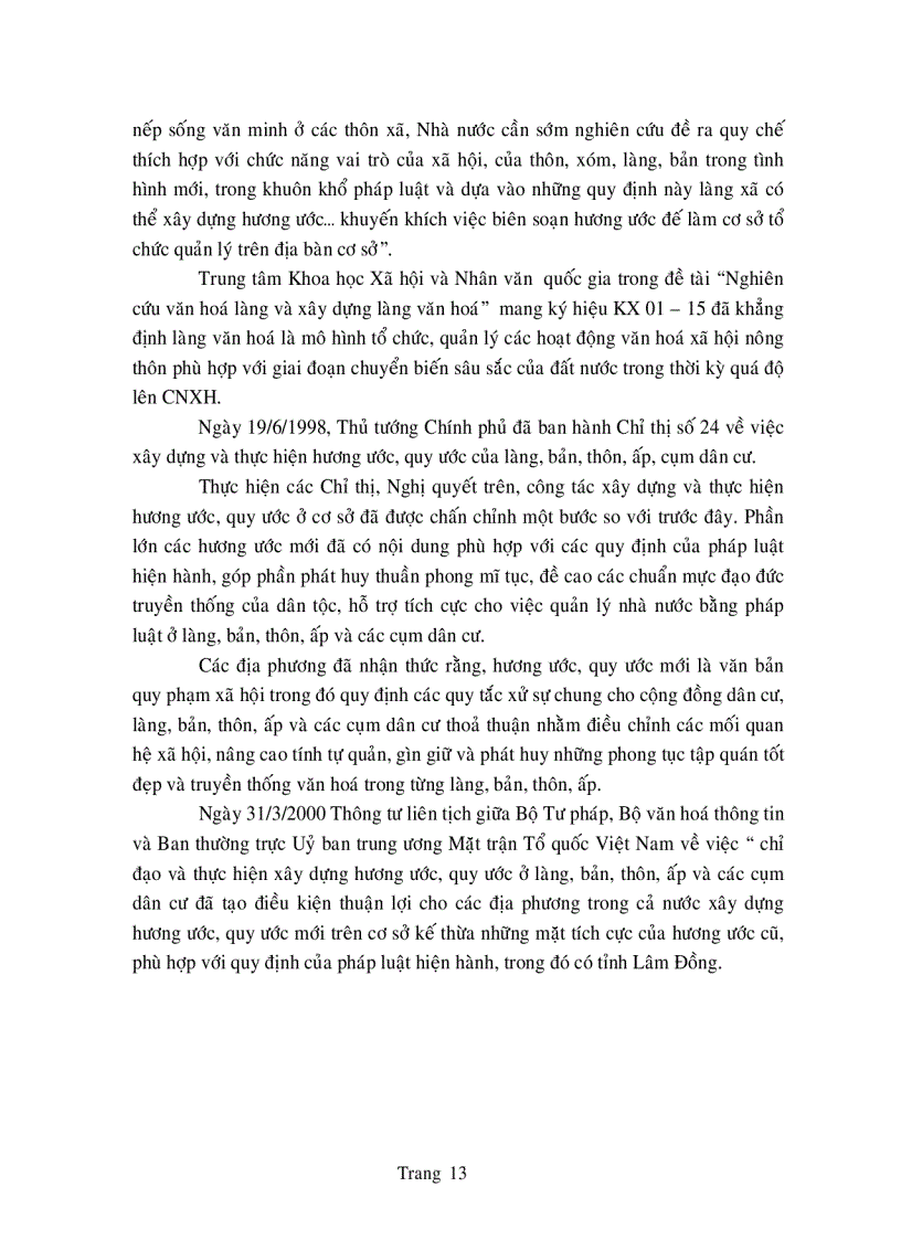 image for page Đánh giá quy trình soạn thảo nội dung và tổ chức thực hiện hương ước quy ước mới trong thôn văn hóa ở huyện Lâm Hà Lâm Đồng