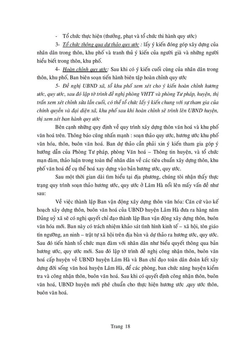 image for page Đánh giá quy trình soạn thảo nội dung và tổ chức thực hiện hương ước quy ước mới trong thôn văn hóa ở huyện Lâm Hà Lâm Đồng