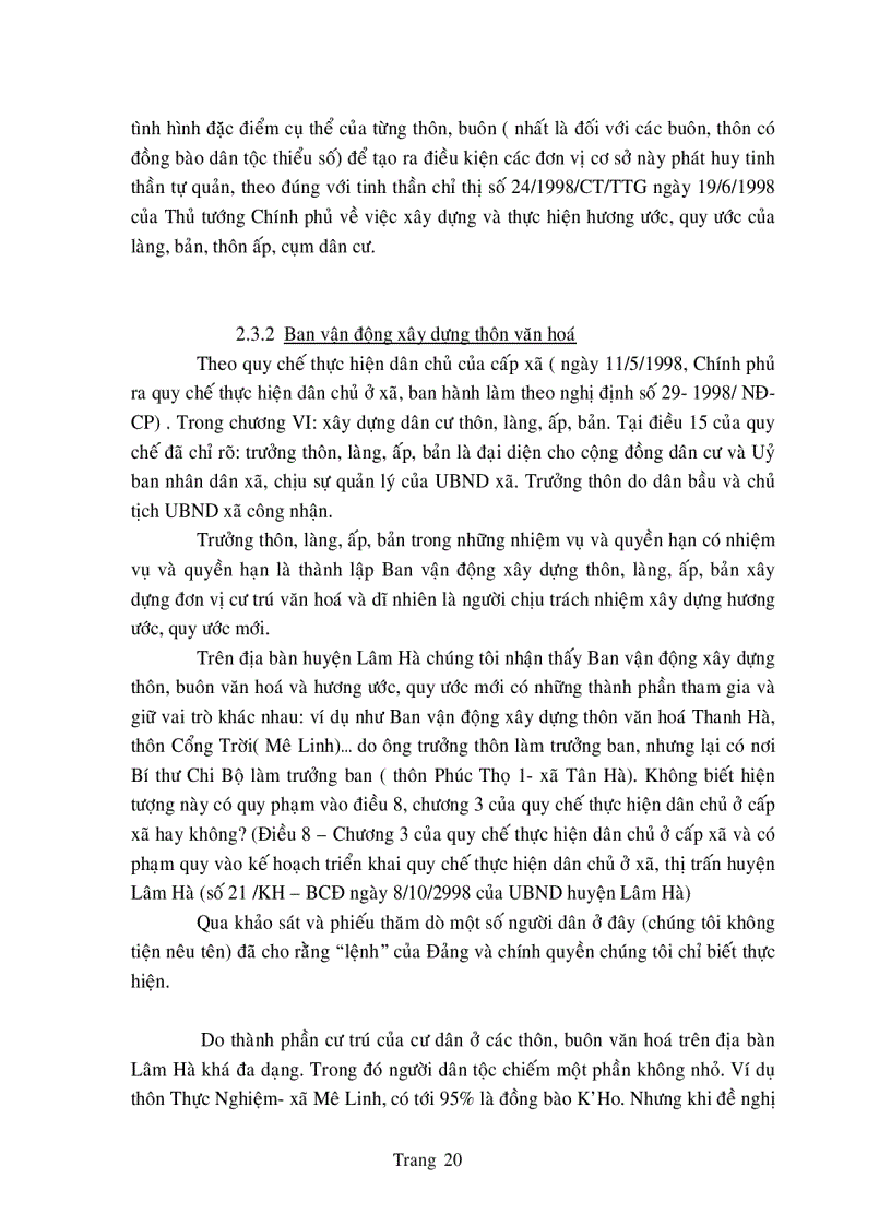 image for page Đánh giá quy trình soạn thảo nội dung và tổ chức thực hiện hương ước quy ước mới trong thôn văn hóa ở huyện Lâm Hà Lâm Đồng