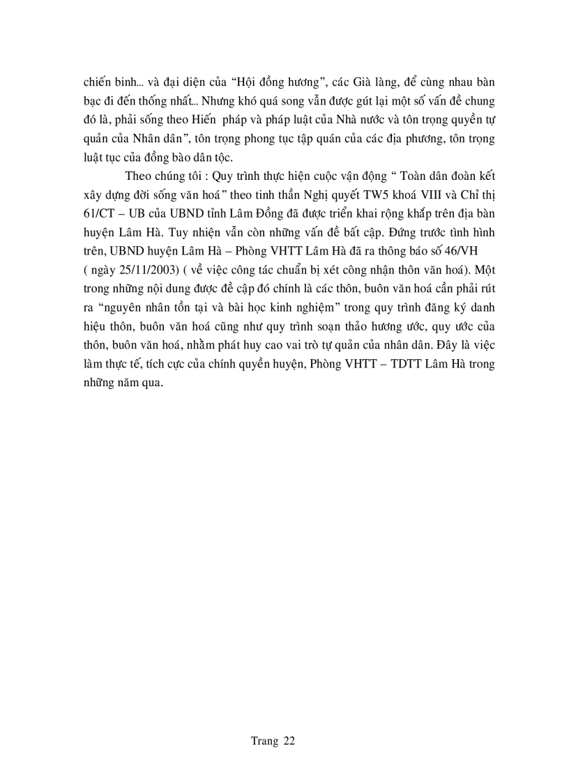 image for page Đánh giá quy trình soạn thảo nội dung và tổ chức thực hiện hương ước quy ước mới trong thôn văn hóa ở huyện Lâm Hà Lâm Đồng