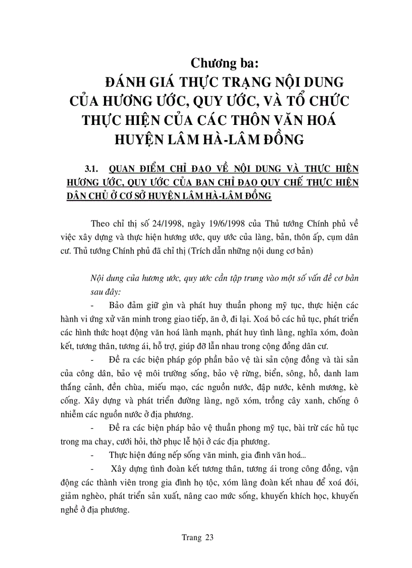 image for page Đánh giá quy trình soạn thảo nội dung và tổ chức thực hiện hương ước quy ước mới trong thôn văn hóa ở huyện Lâm Hà Lâm Đồng