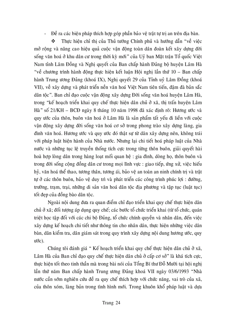 image for page Đánh giá quy trình soạn thảo nội dung và tổ chức thực hiện hương ước quy ước mới trong thôn văn hóa ở huyện Lâm Hà Lâm Đồng