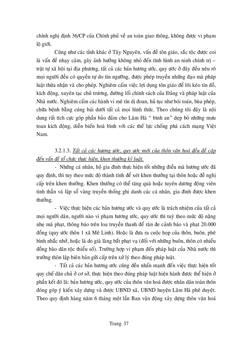 image for page Đánh giá quy trình soạn thảo nội dung và tổ chức thực hiện hương ước quy ước mới trong thôn văn hóa ở huyện Lâm Hà Lâm Đồng