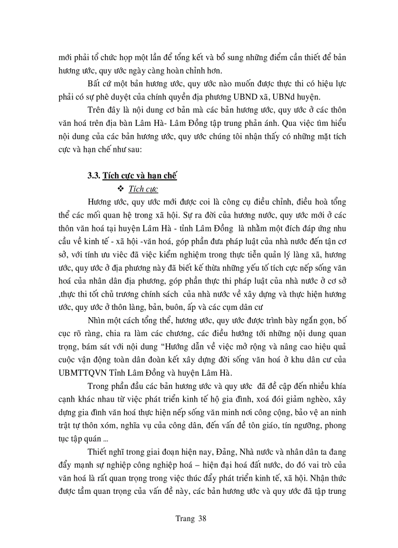 image for page Đánh giá quy trình soạn thảo nội dung và tổ chức thực hiện hương ước quy ước mới trong thôn văn hóa ở huyện Lâm Hà Lâm Đồng